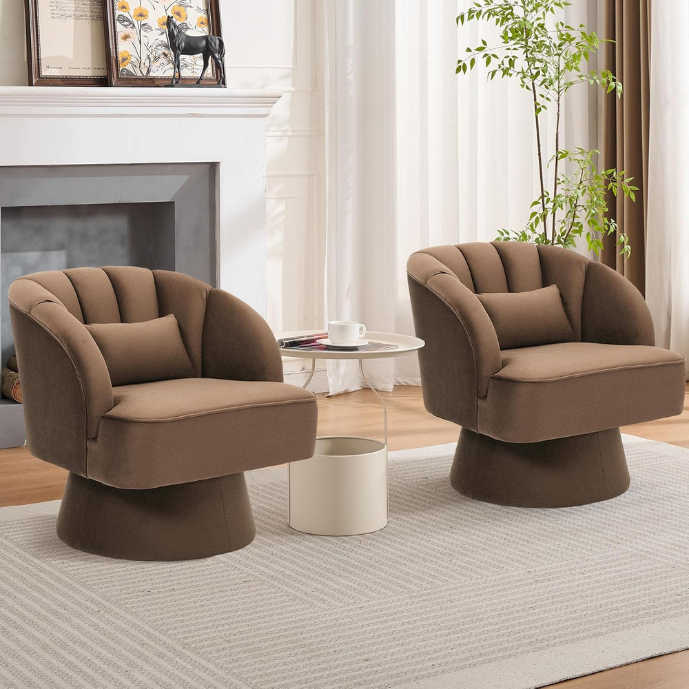 GarveeHome Modern Swivel Barrel Accent Chair, 360 Degree Velvet Upholstered A...