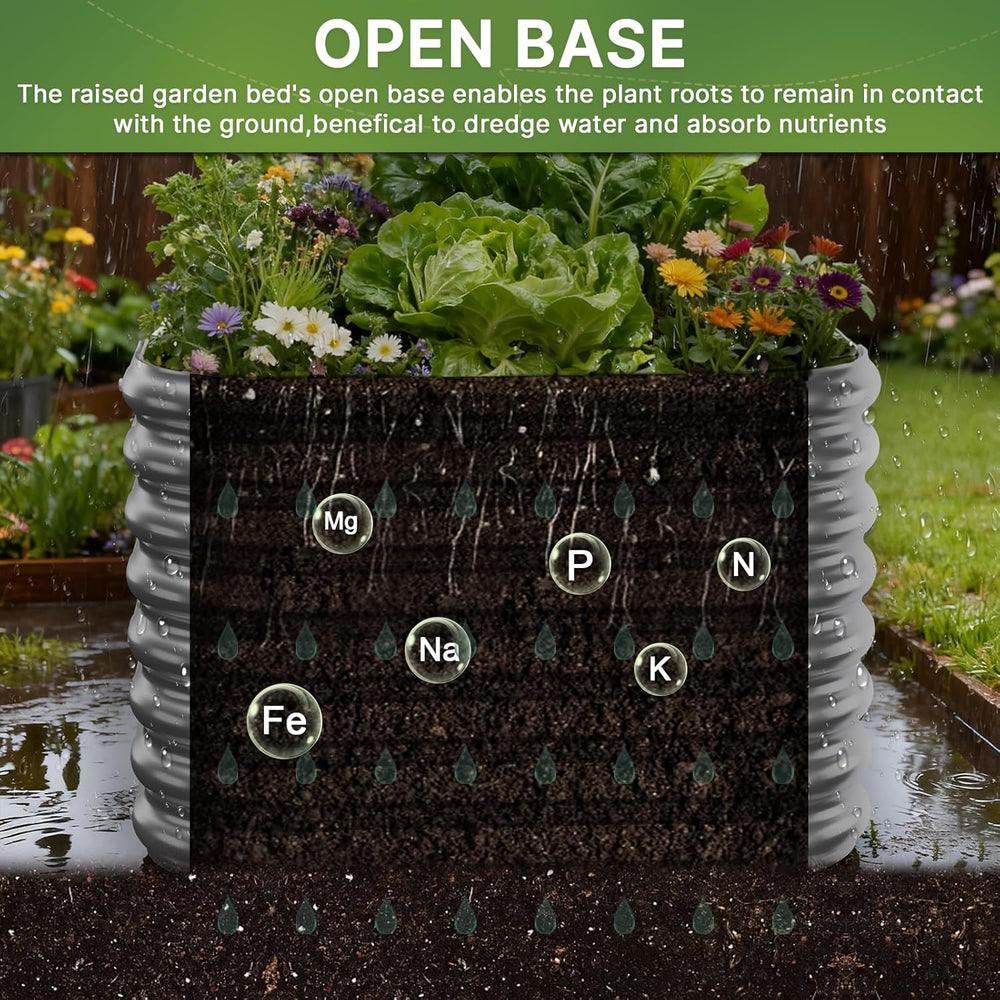 4 PCS Galvanized Raised Garden Bed Outdoor, Metal Garden Bed for Vegetables, ...