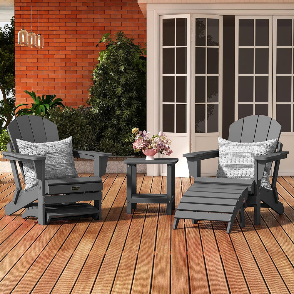 SERWALL Folding Adirondack Ottoman for Adirondack Chair, No-Assembly Weather ...