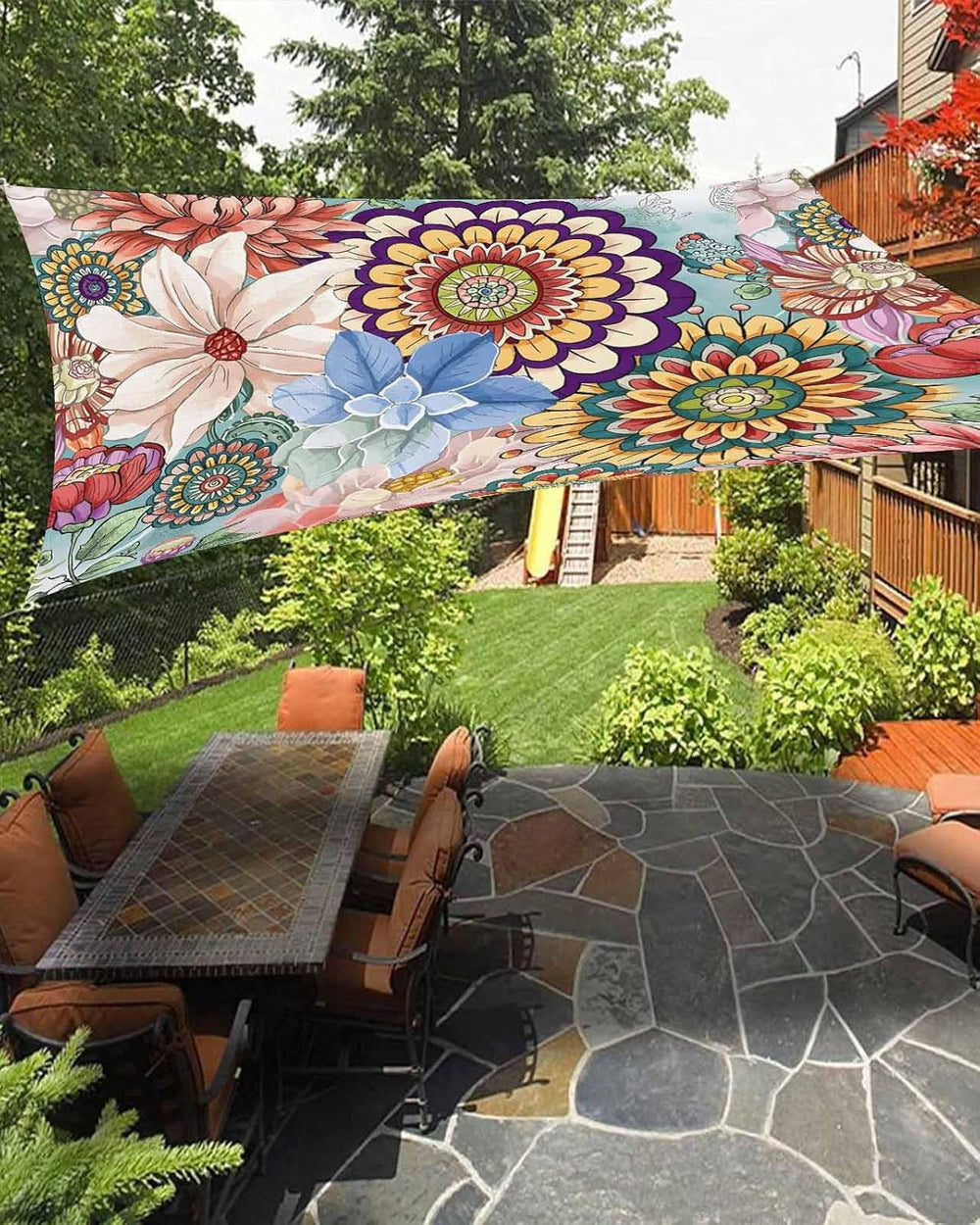 Sun Shade Sail 8'x10' Boho Floral Rectangle Sun Shade Sails Canopy Wa...