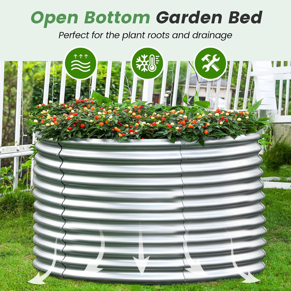Land Guard 3×3×3ft Galvanized Raised Garden Bed Kit, Round Galvanized Planter...