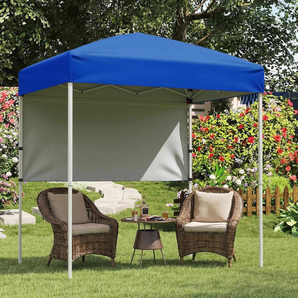 Goplus 6 x 4 FT Pop Up Canopy, UPF50+ Easy Setup Tent w/ 1 Half Sidewall, Sil...
