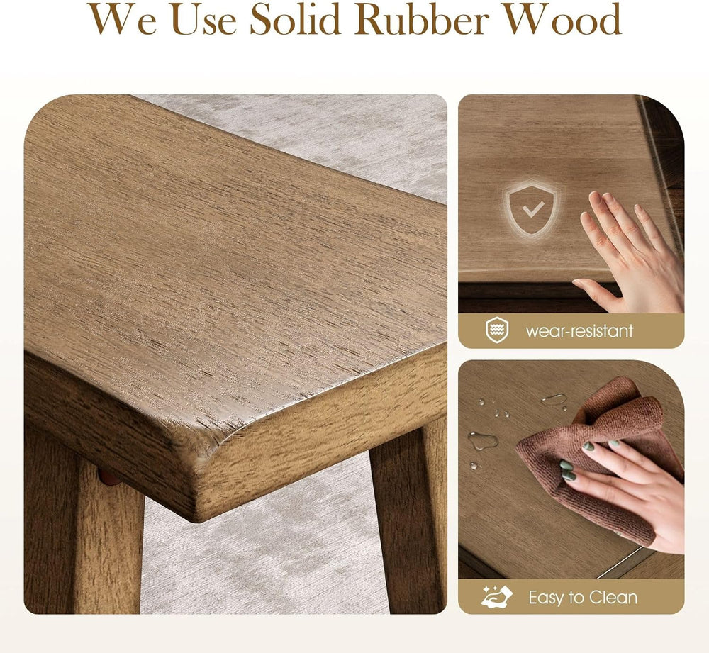 Sophia & William Solid Wood Counter Height Table and Chairs, Rustic Caramel