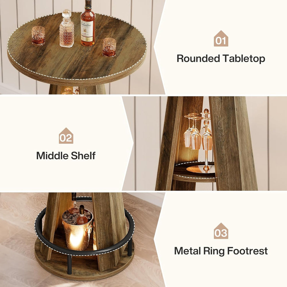 Tribesigns Round Bar Table, 39.4" H High Top Bistro Table with Storage, ...