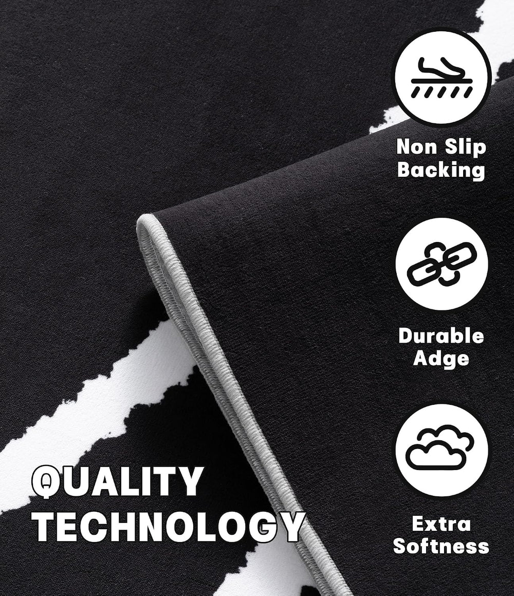 YIHOUSE Black Modern Area Rugs 8x10,Large Black and White Rugs for Living Roo...