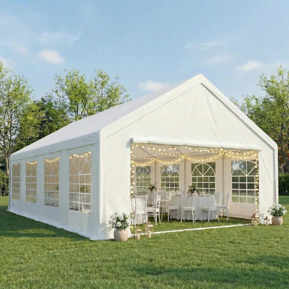 COBIZI 20x30 Heavy Duty Party Tent Outdoor Waterproof Canopy with 12 Church W...