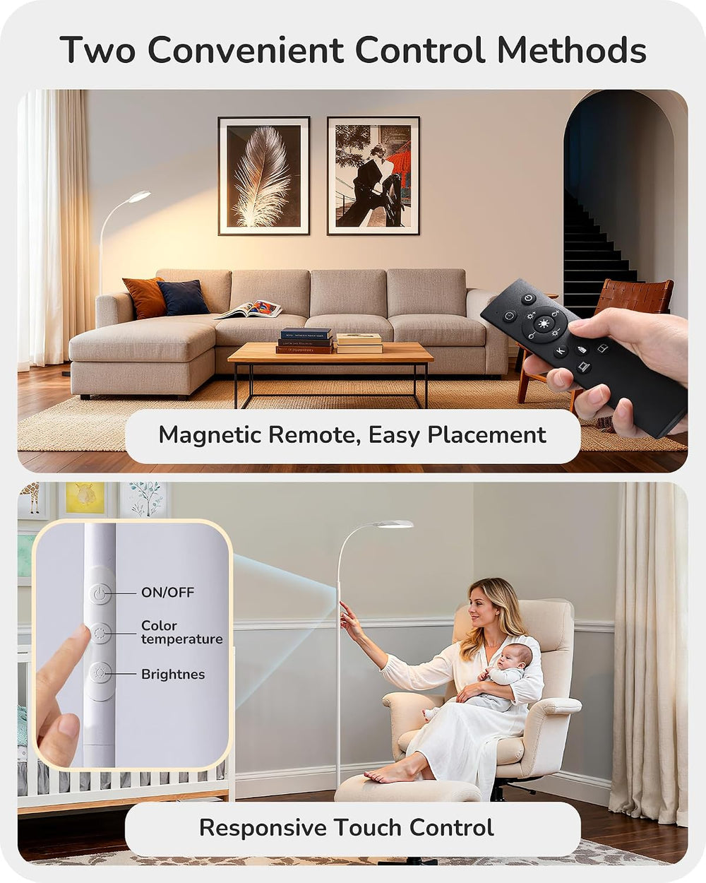 EDISHINE Gooseneck Floor Lamp 1300LM LED Floor Lamps for Living Room White