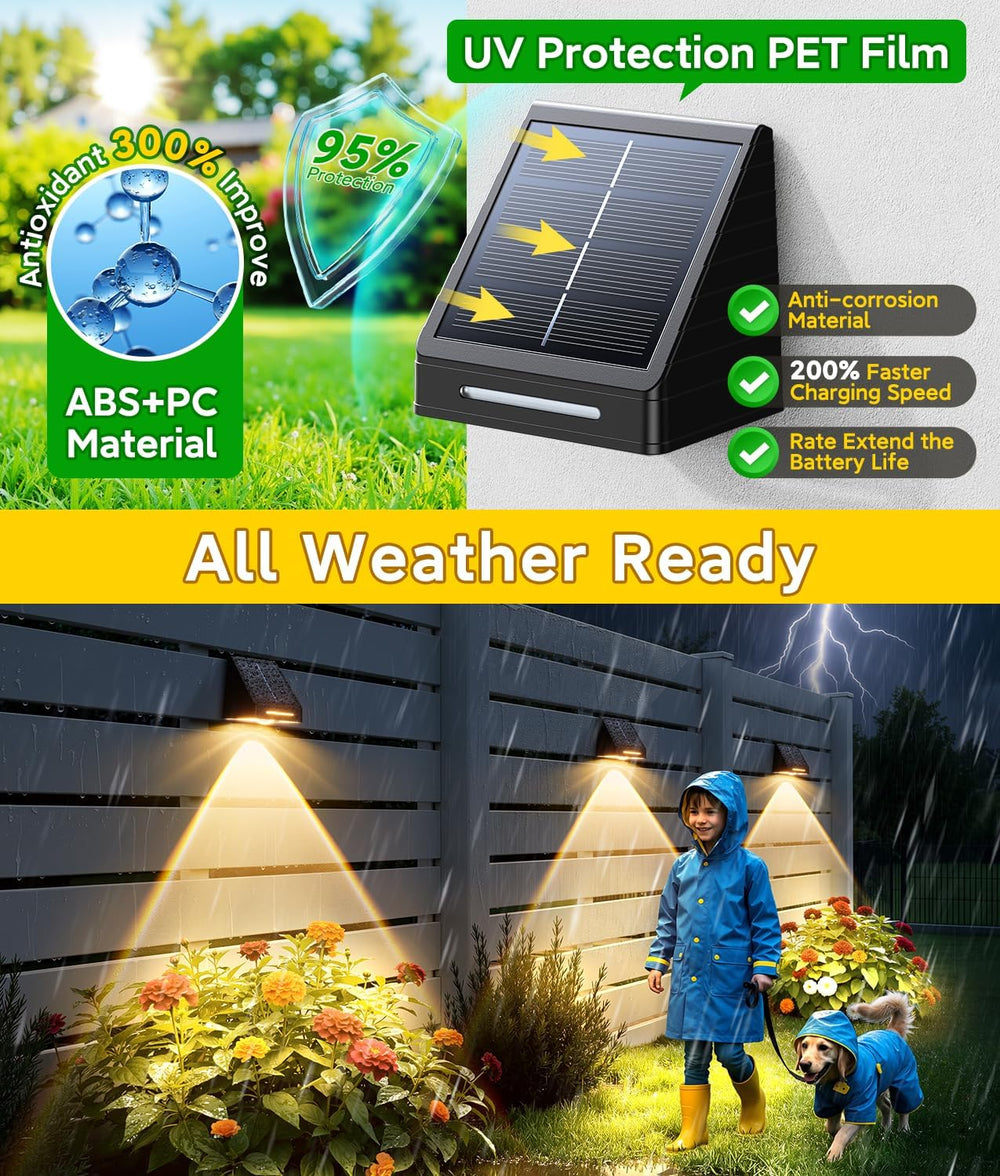 KOOPER Solar Fence Lights Outdoor Waterproof 10 Pack, Solar Fence Lights with...