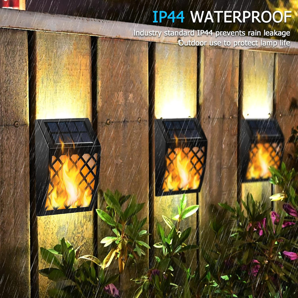 Dynaming Solar Flame Wall Lights Outdoor, 8 Pack Solar Powered Wall Lights, F...