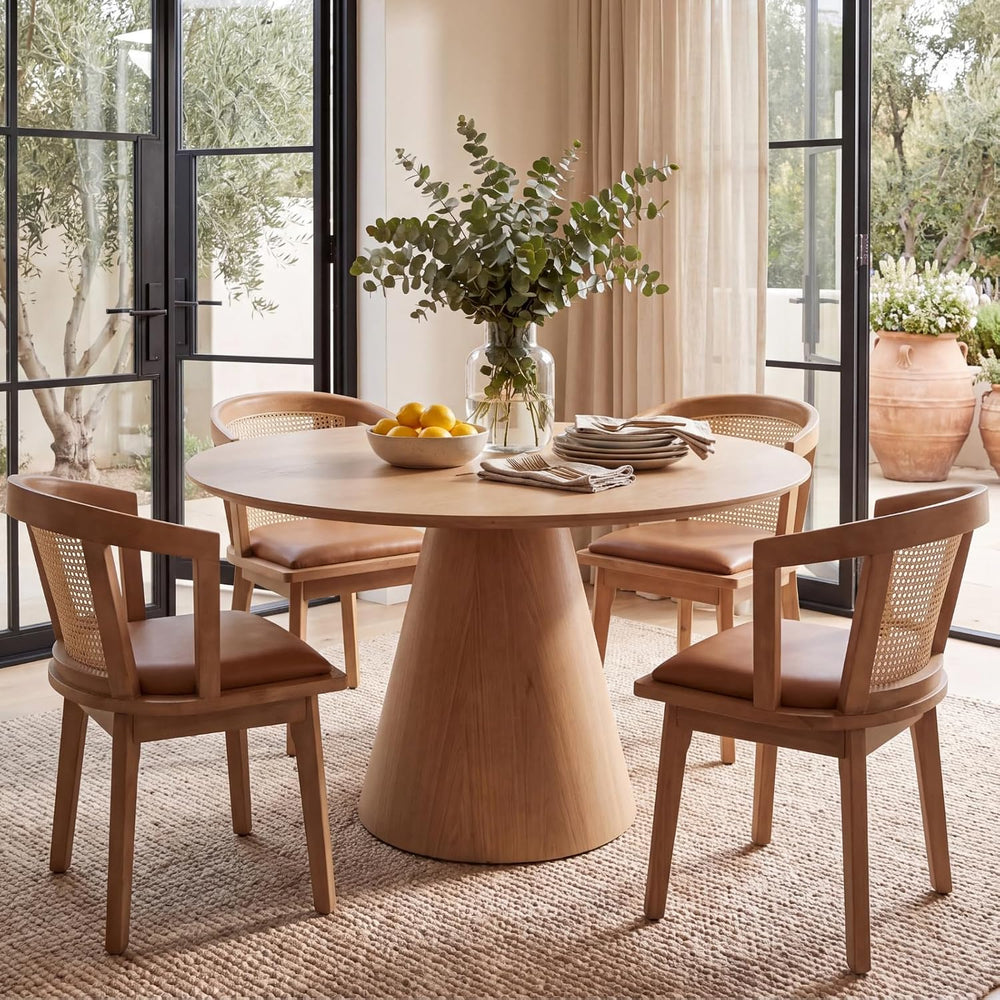 EALSON Rattan Mid Century Dining Chairs Set of 4 Modern Farmhouse Wooden Dini...
