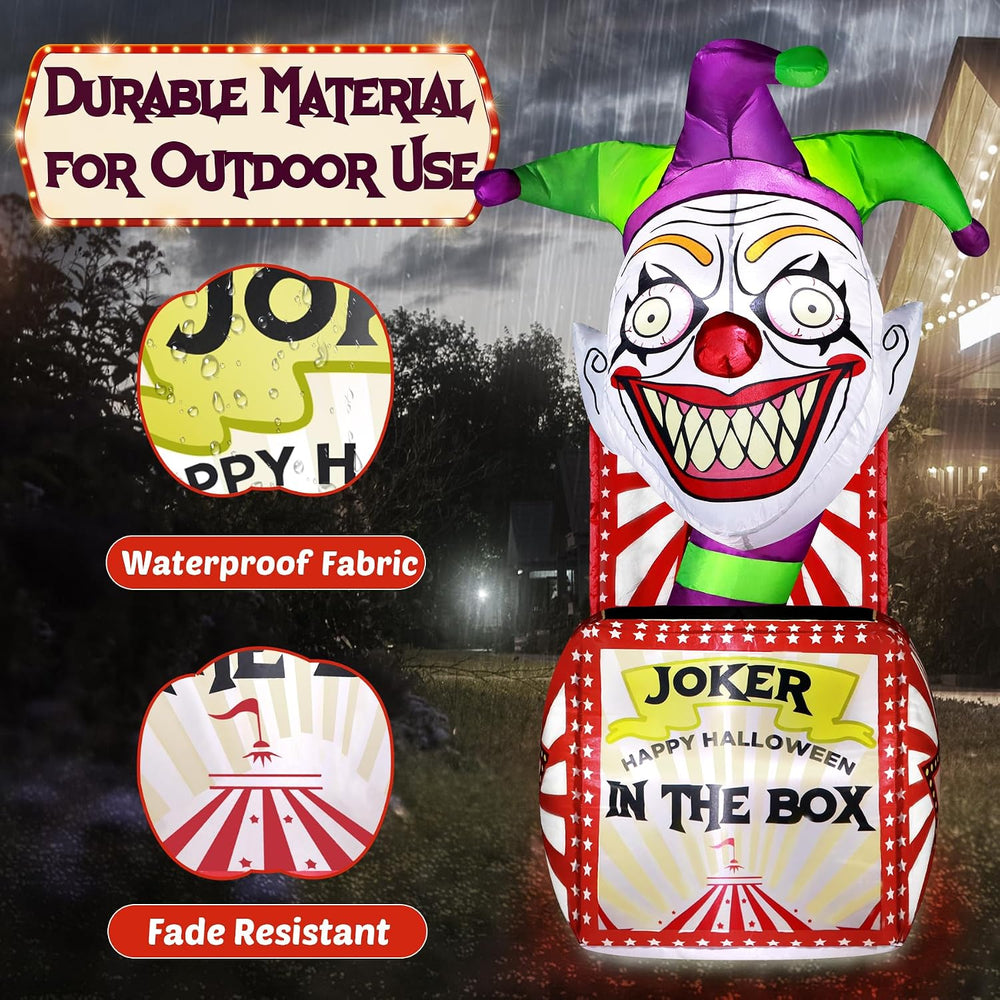 zukakii 4FT Halloween Inflatables Clown Box with Bright LED Lights, Vivid Des...