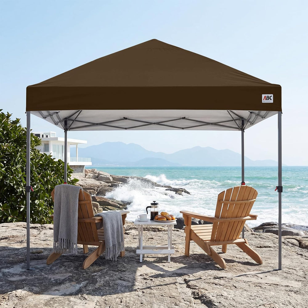 ABCCANOPY 10x10 Pop Up Canopy Tent, Heavy Duty Weather Protection, Brown