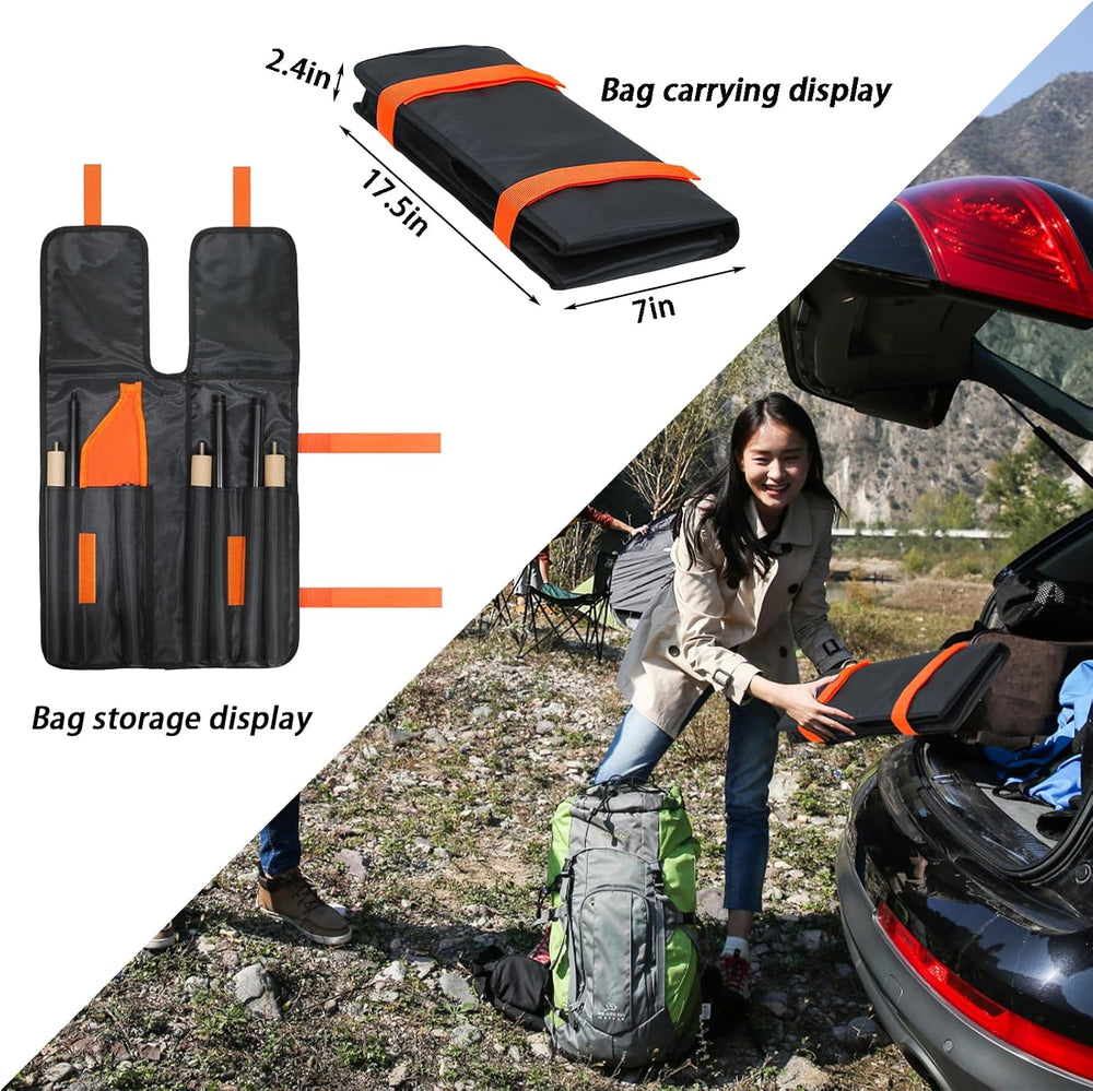 42" Fire Log Grabber & Fire Poker Set with Storage Bag, Portable Det...