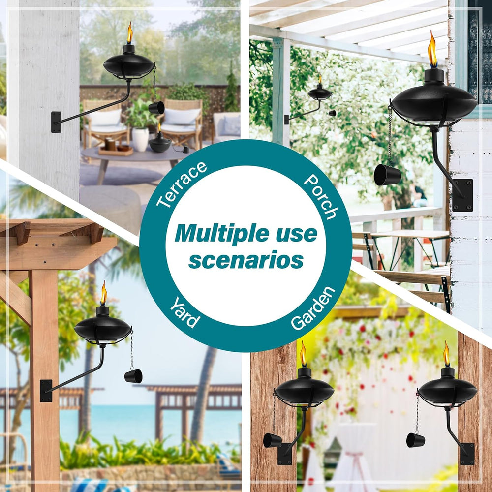 6 Pack Wall Mounted Citronella Torches, 18 oz Garden Torches for Outside, Ref...