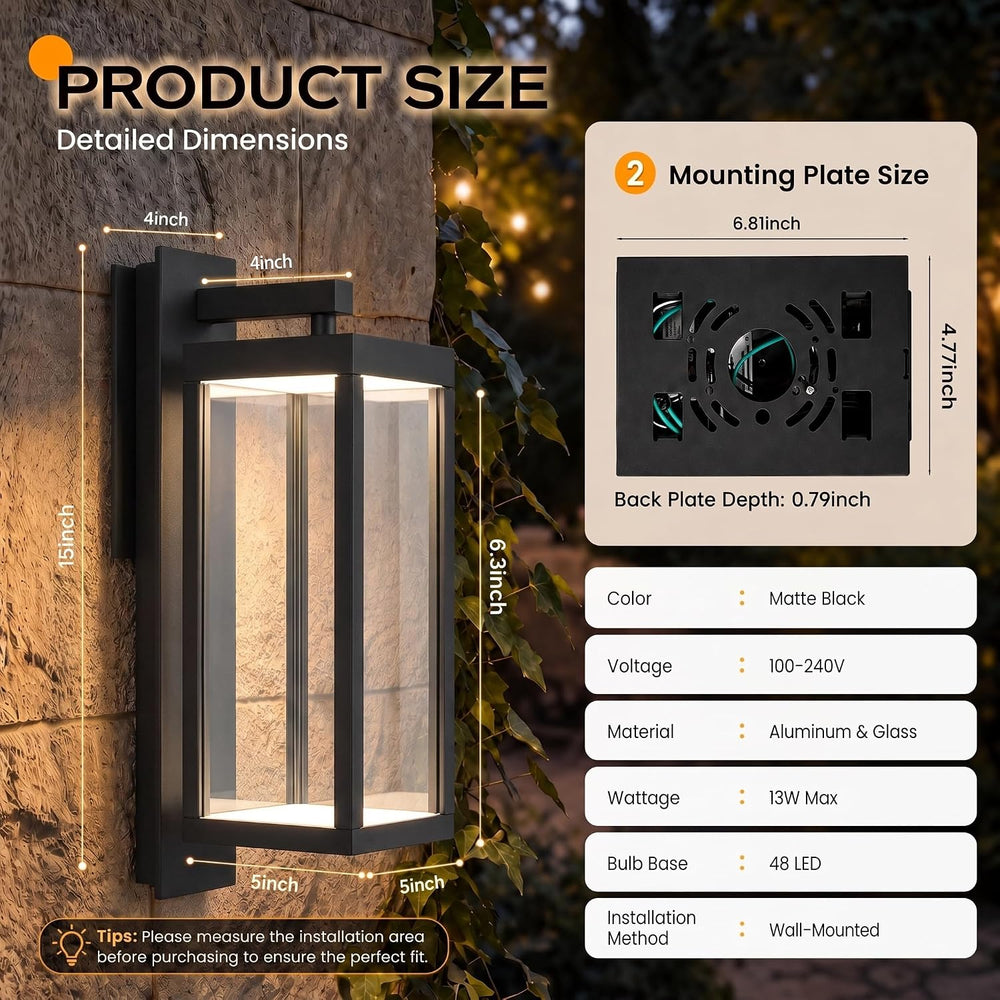Outdoor Wall Lights, Dusk to Dawn Outdoor Lighting, 15" LED Exterior Lig...