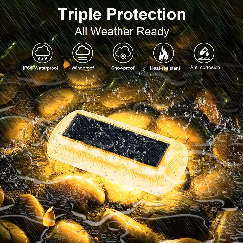 T-SUN Solar Deck Lights Outdoor Waterproof, Warm White Step Light for Porch