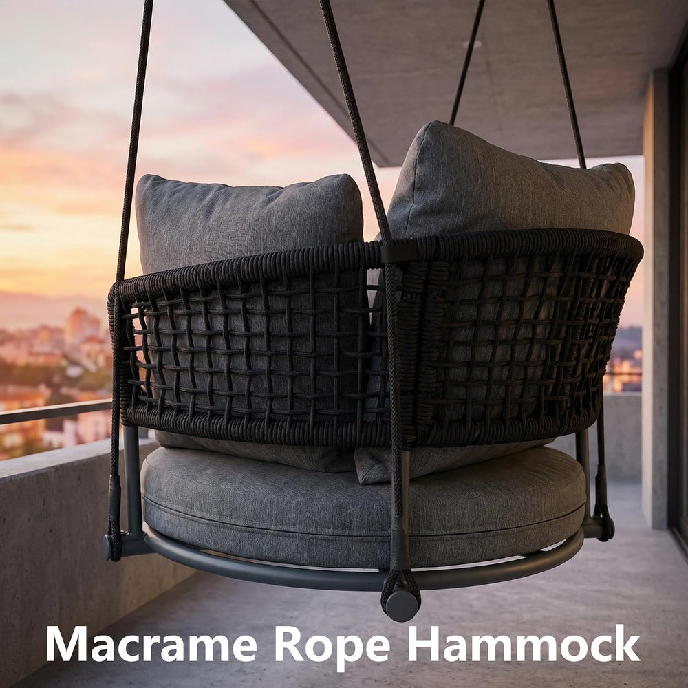 Swing Chair Outdoor, Single Hanging Porch Swing, Ceiling Hanging Chair for Be...