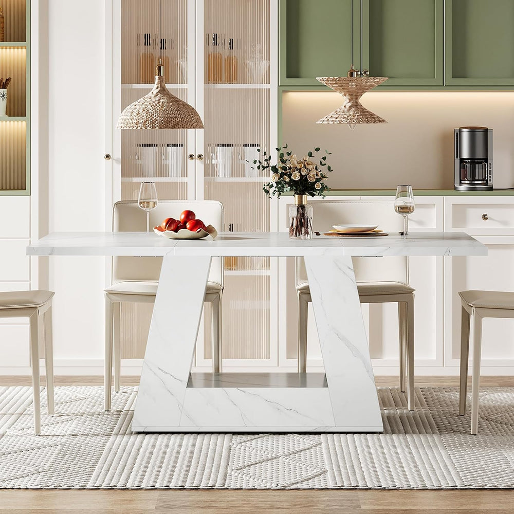 Tribesigns Dining Table for 4 to 6 People, 63" Rectangular Dining Room T...