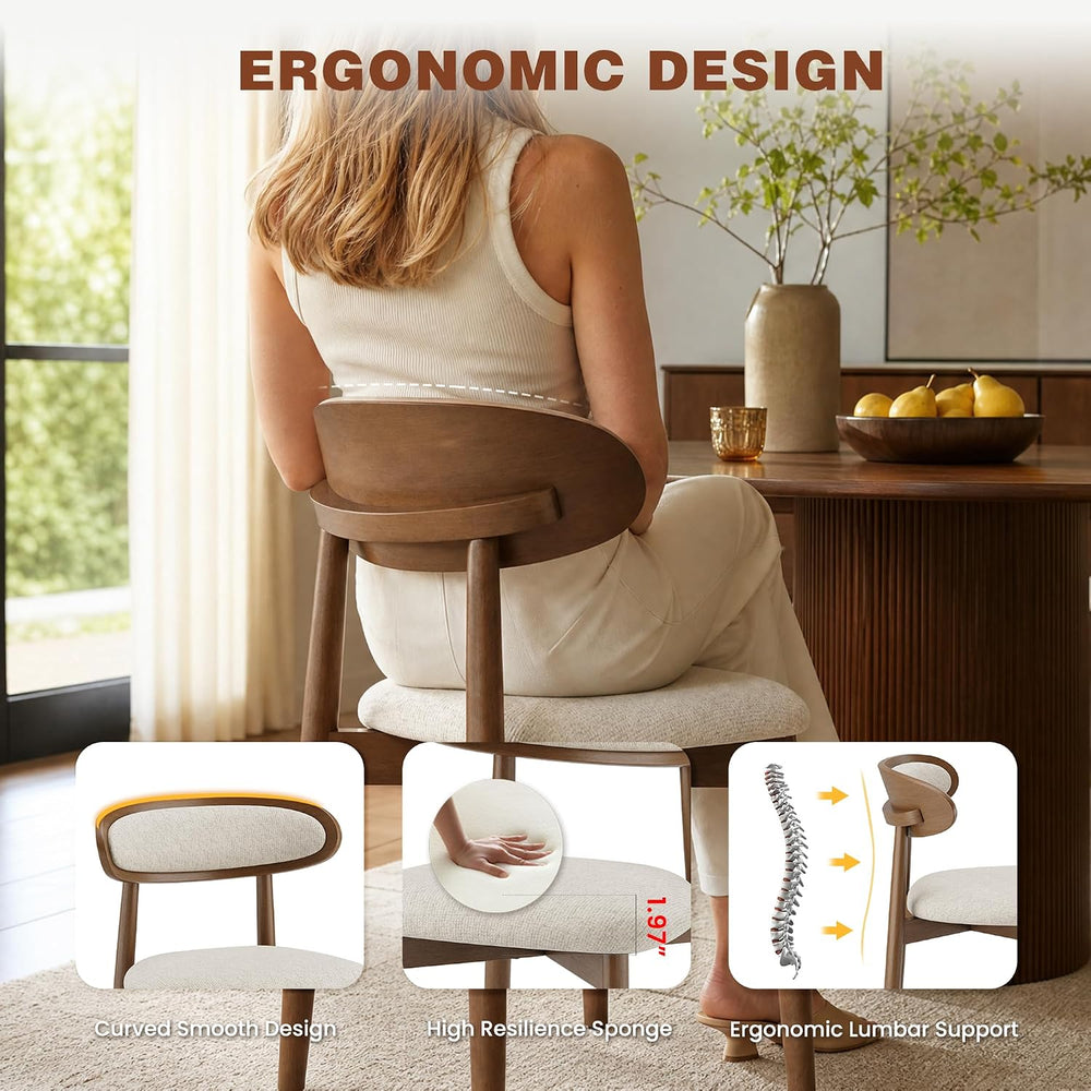 Dining Chairs Set of 2, Upholstered Dining Room Chairs with Solid Wood Legs