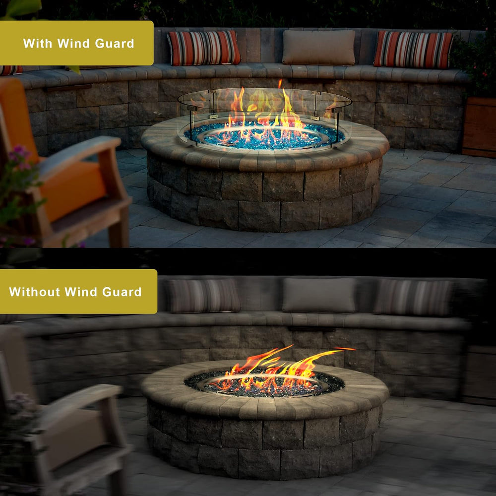 Holy Fire 23.5" L x 23.5" x 6" Square Fire Pit Glass Wind Guar...