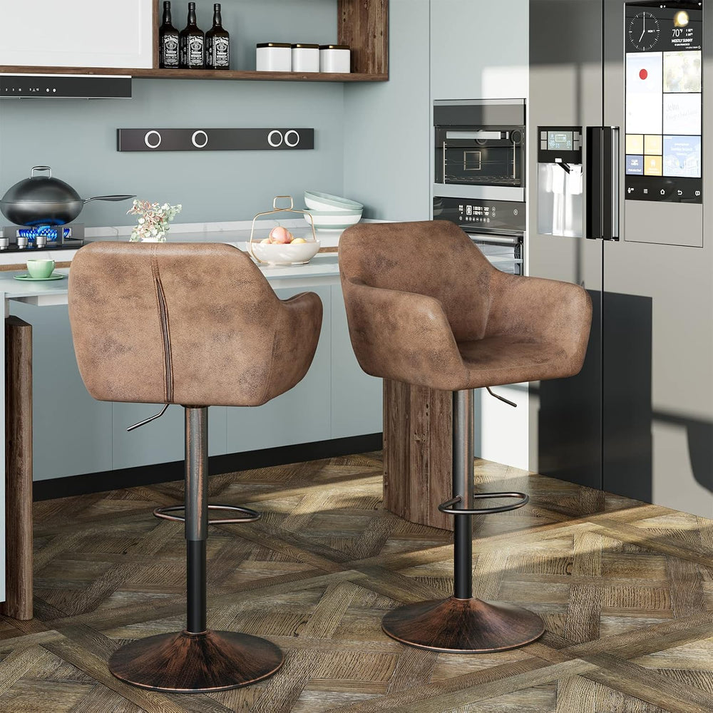 Keyluv Bar Stools Set of 2 for Kitchen Counter Adjustable Swivel Height Barst...