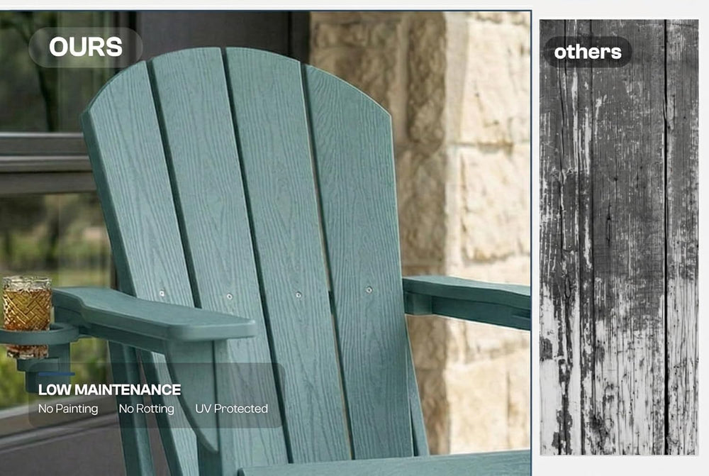 Folding Adirondack Chairs Set of 4 with Cup Holders, Heavy-Duty HDPE Plastic ...