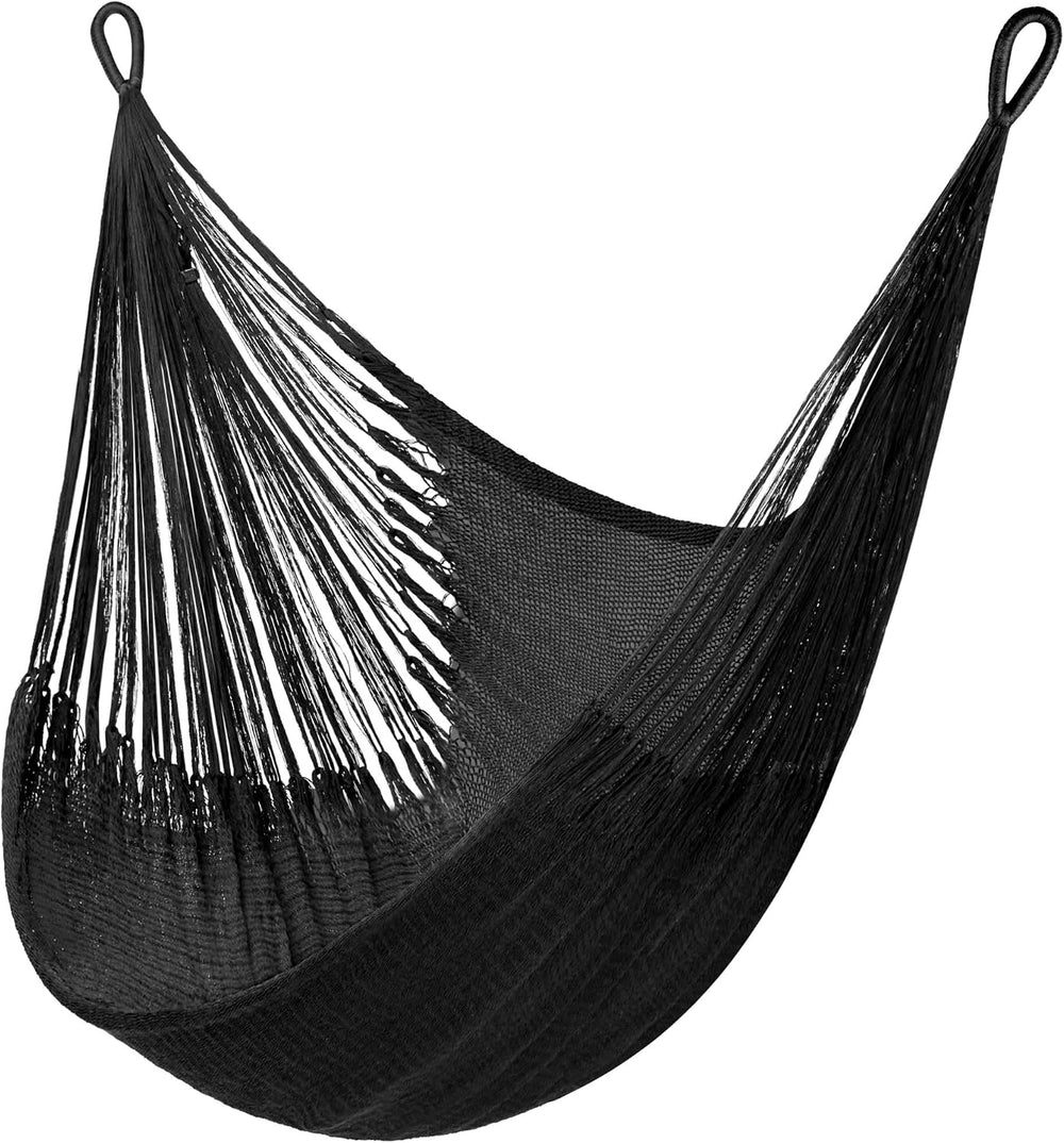Yellow Leaf Handwoven Hanging Chair - 1 Person 330 lb - Black