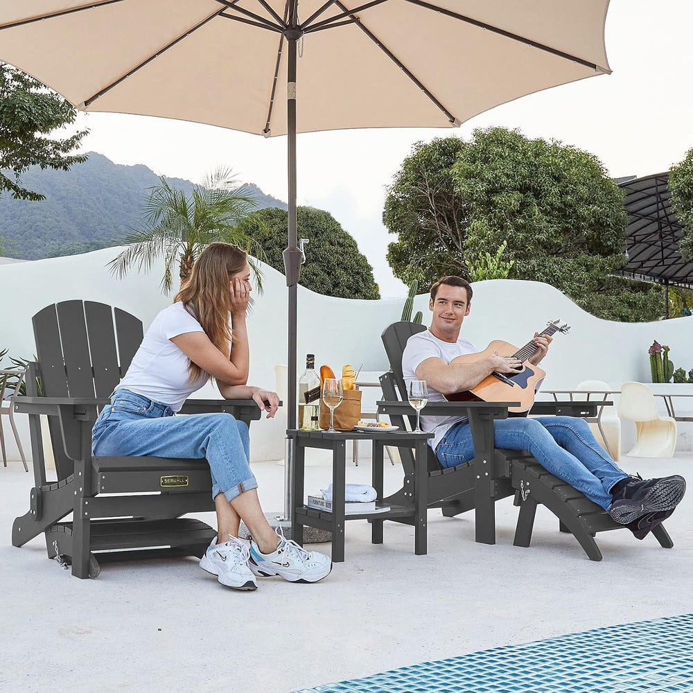 SERWALL Folding Adirondack Ottoman for Adirondack Chair, No-Assembly Weather ...
