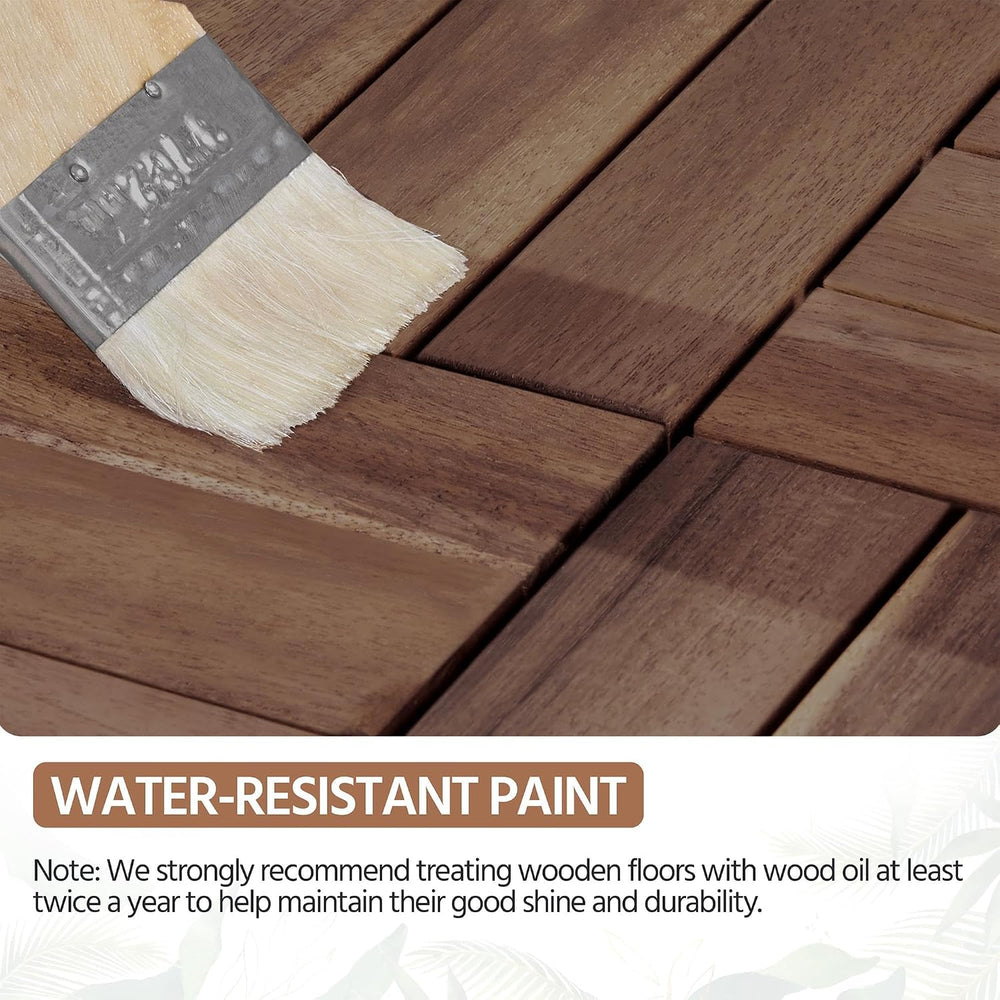 Yaheetech 108PCS Acacia Wood Deck Tiles Interlocking Patio Flooring,Brown