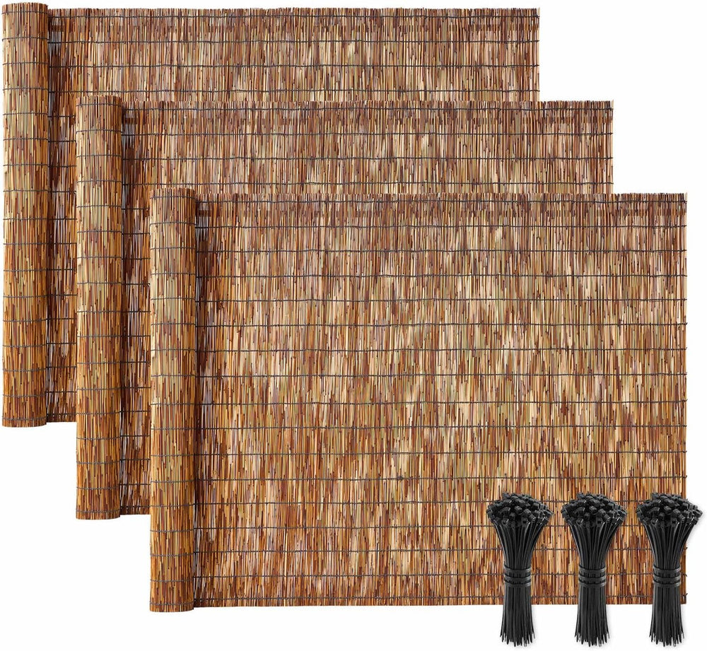 VEVOR Natural Reed Fencing, 4 ft x 16.4 ft, 3 Pack Decorative Natural Reed Fe...