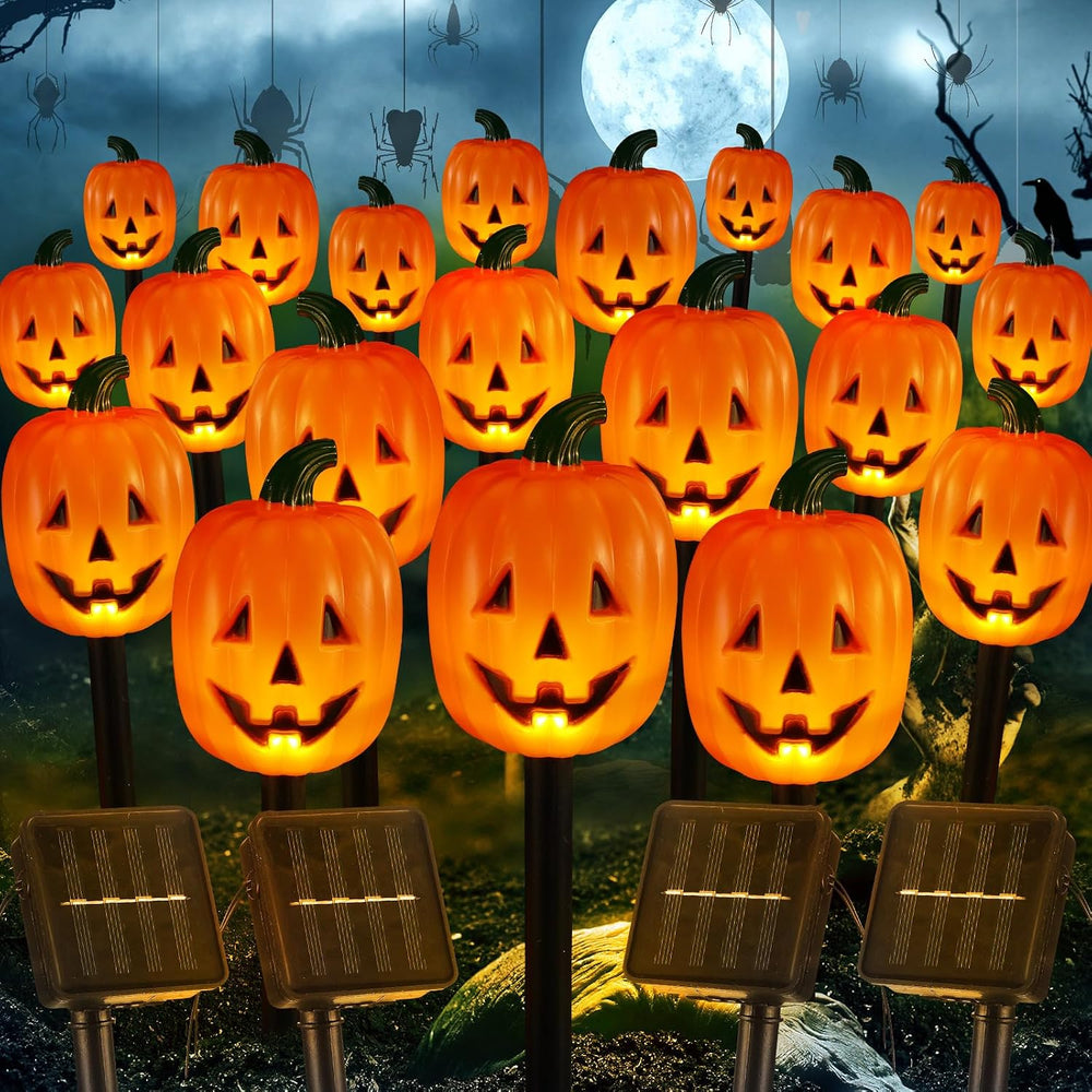 Retisee Halloween Pumpkin Pathway Markers Lights Solar Powered Pathway String...