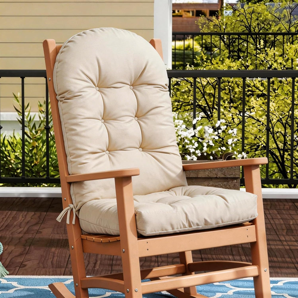 Thickened High-Back Adirondack Rocking Chair Cushion Beige