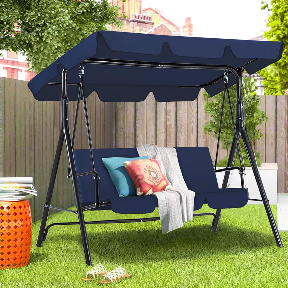 AECOJOY Porch Swing with Stand, 3-Seat Outdoor Clearance Porch Swings for Adu...