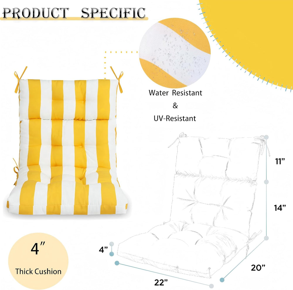 Only choice High Back Adirondack Chair Cushion Set of 2-44”x 22”x 4” Waterpro...