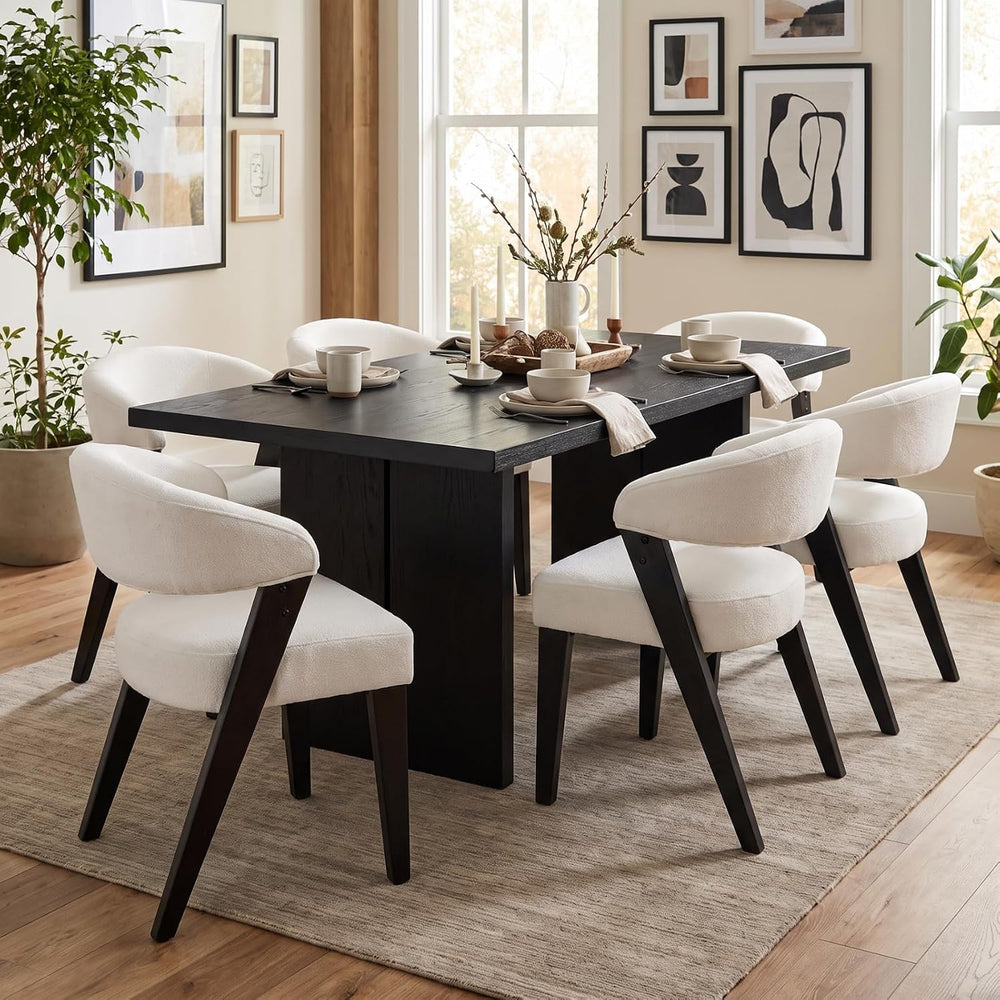 CIMOTA Mid Century Modern Dining Chairs with Arms Set of 6, Upholstered Kitch...