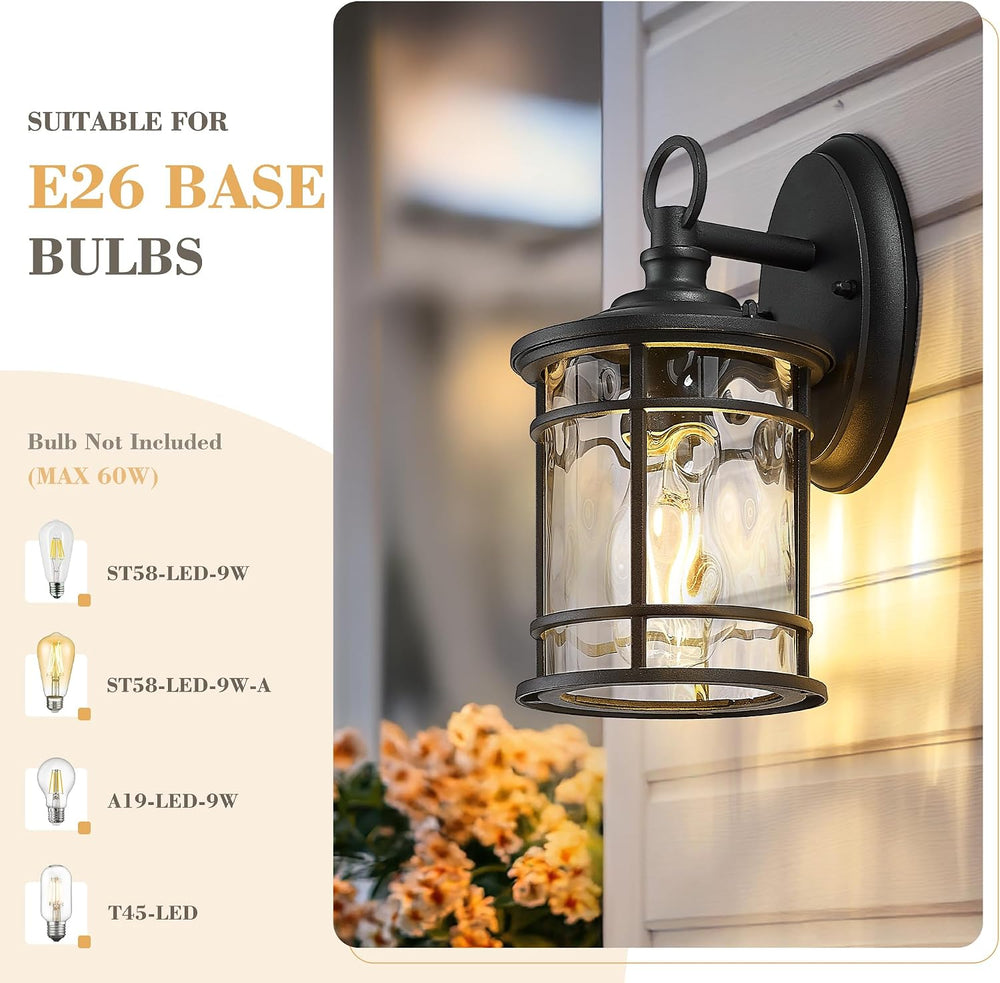 Emliviar 2 Pack Exterior Wall Sconce Light, Anti-Rust Outdoor Lanterns Wall L...