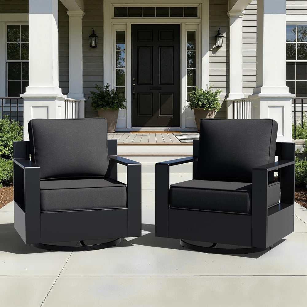 Aluminum Patio Swivel Chair - Outdoor Swivel Rocking Chair with 6" Thick...