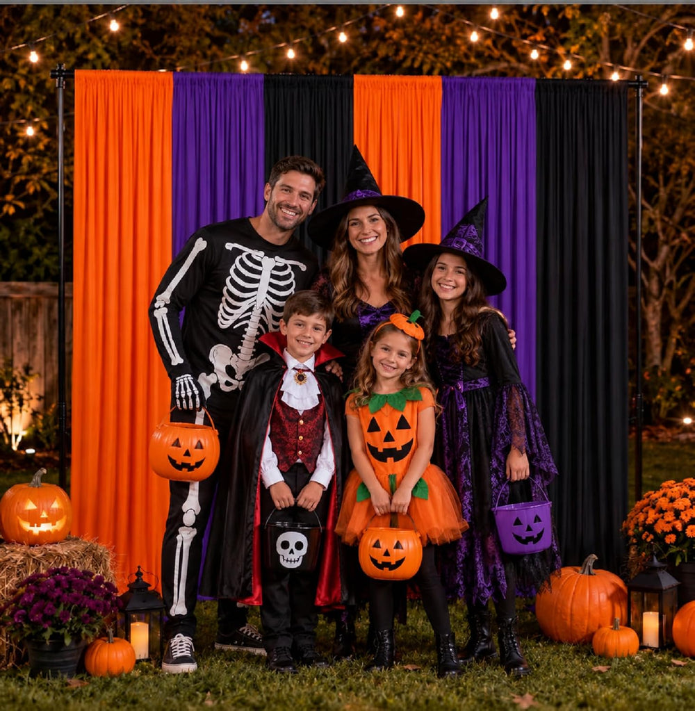 HunnmingRe 6 Pcs 15x10ft Halloween Backdrop Curtain Halloween Party Decor