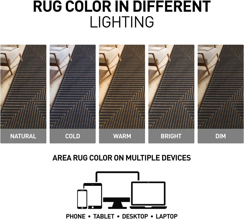 Rugshop Modern Geometric Lines Indoor Outdoor Rug Dark Gray/Natural 4' x ...
