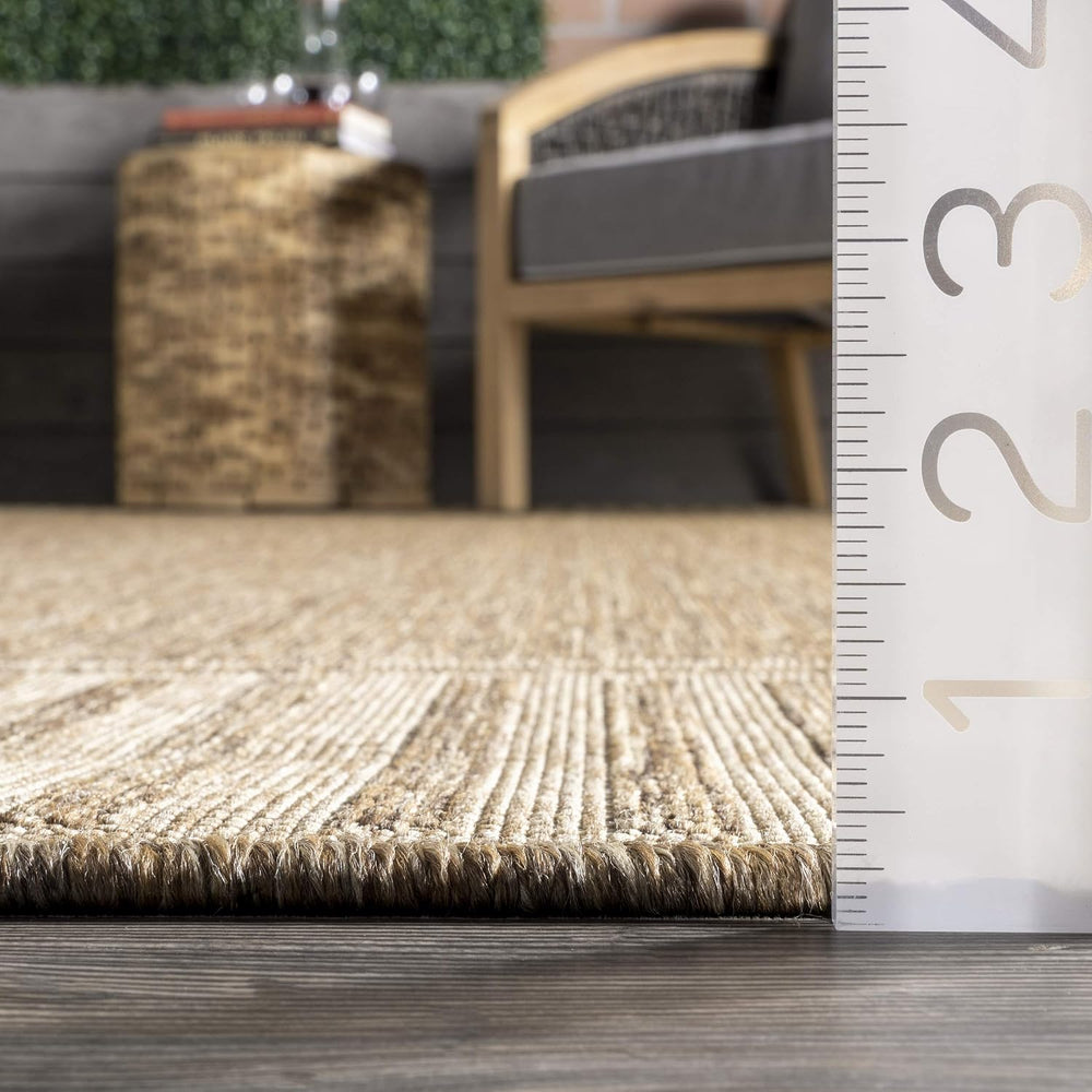 Nuloom Asha Light Brown Bordered Indoor/Outdoor Area Rug, 6' 7" x 9&...