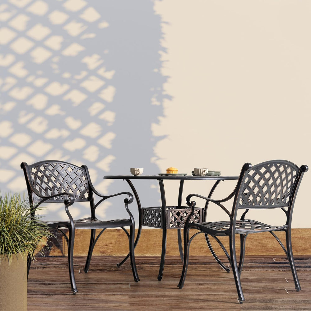 NUU GARDEN Cast Aluminum Patio Dining Chairs with Armrests for Indoor Outdoor...