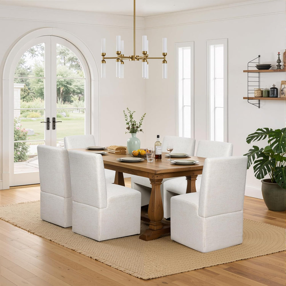 RNKSFX Beige Upholstered Dining Chairs Set of 2, Kitchen & Dining Room Ch...