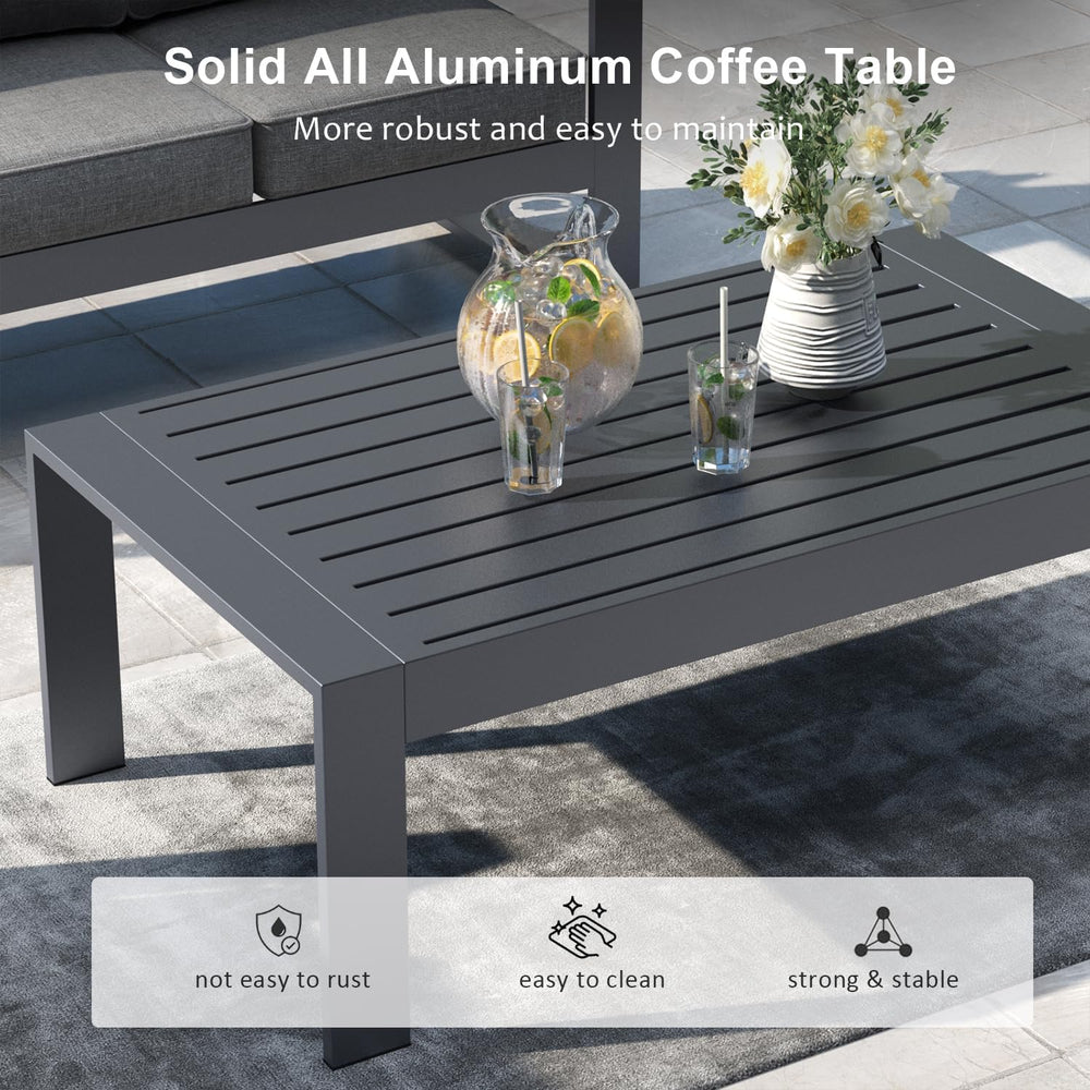 LayinSun 5 Pieces Aluminum Outdoor Patio Furniture Set, Metal Modern Conversa...