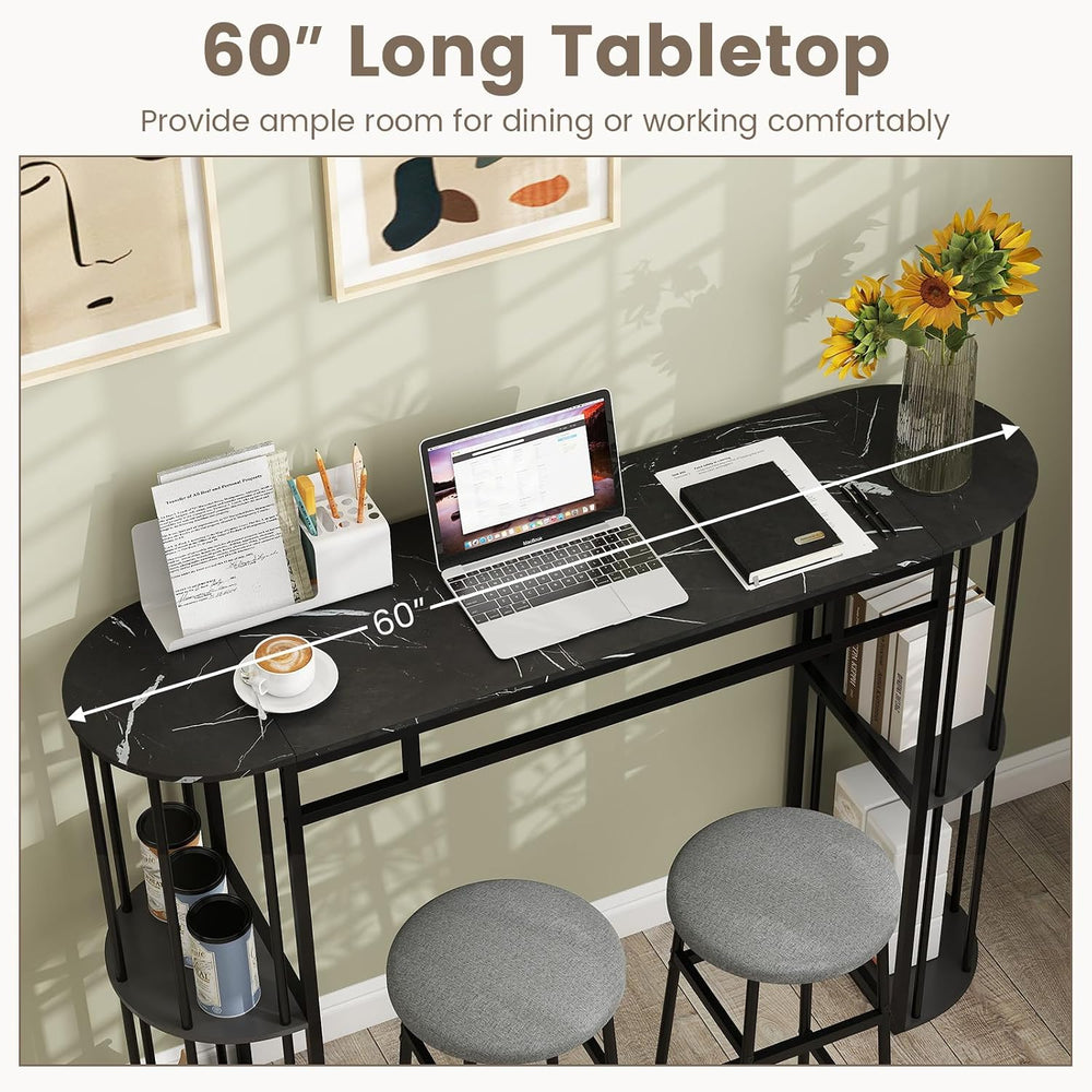 COSTWAY Bar Table, 60-Inch Long Pub Rectangular High Top Pub Table