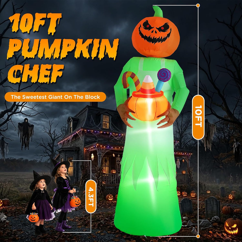 Elegear 10FT Animated Halloween Inflatable with Rotating Pumpkin Head