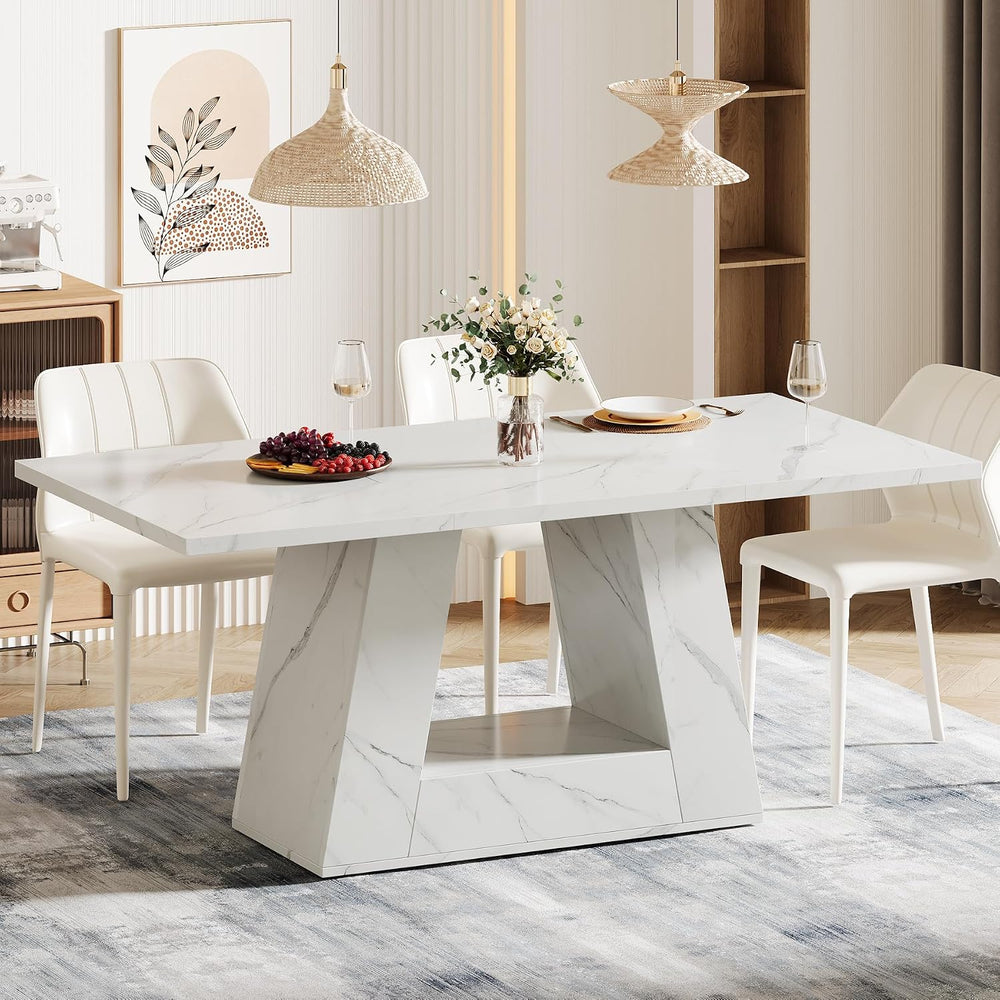 Tribesigns Dining Table for 4 to 6 People, 63" Rectangular Dining Room T...
