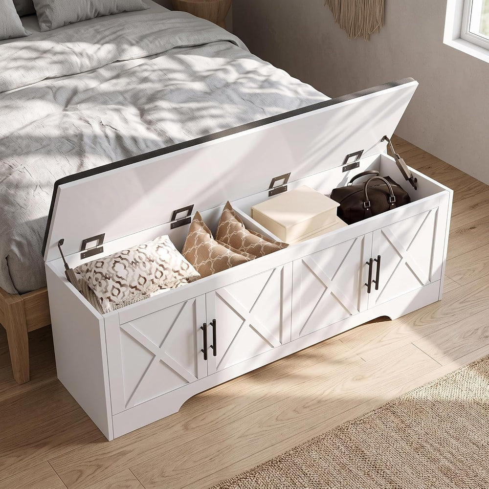 DreamDashio Storage Bench with Cushion, 47.2" End of Bed Storage Bench w...