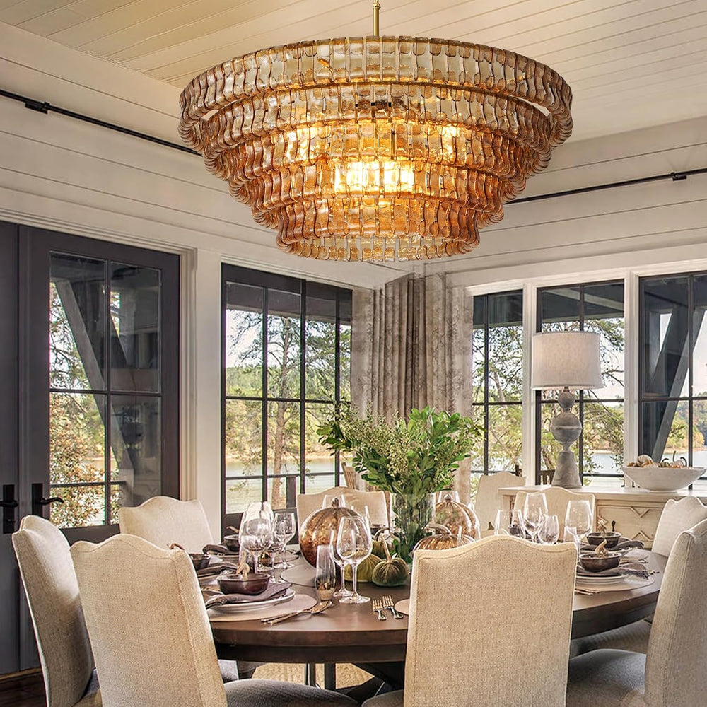 YIOSI Large Chandelier, 48" Gold Chandelier for Dining Room, 8-Light Rou...