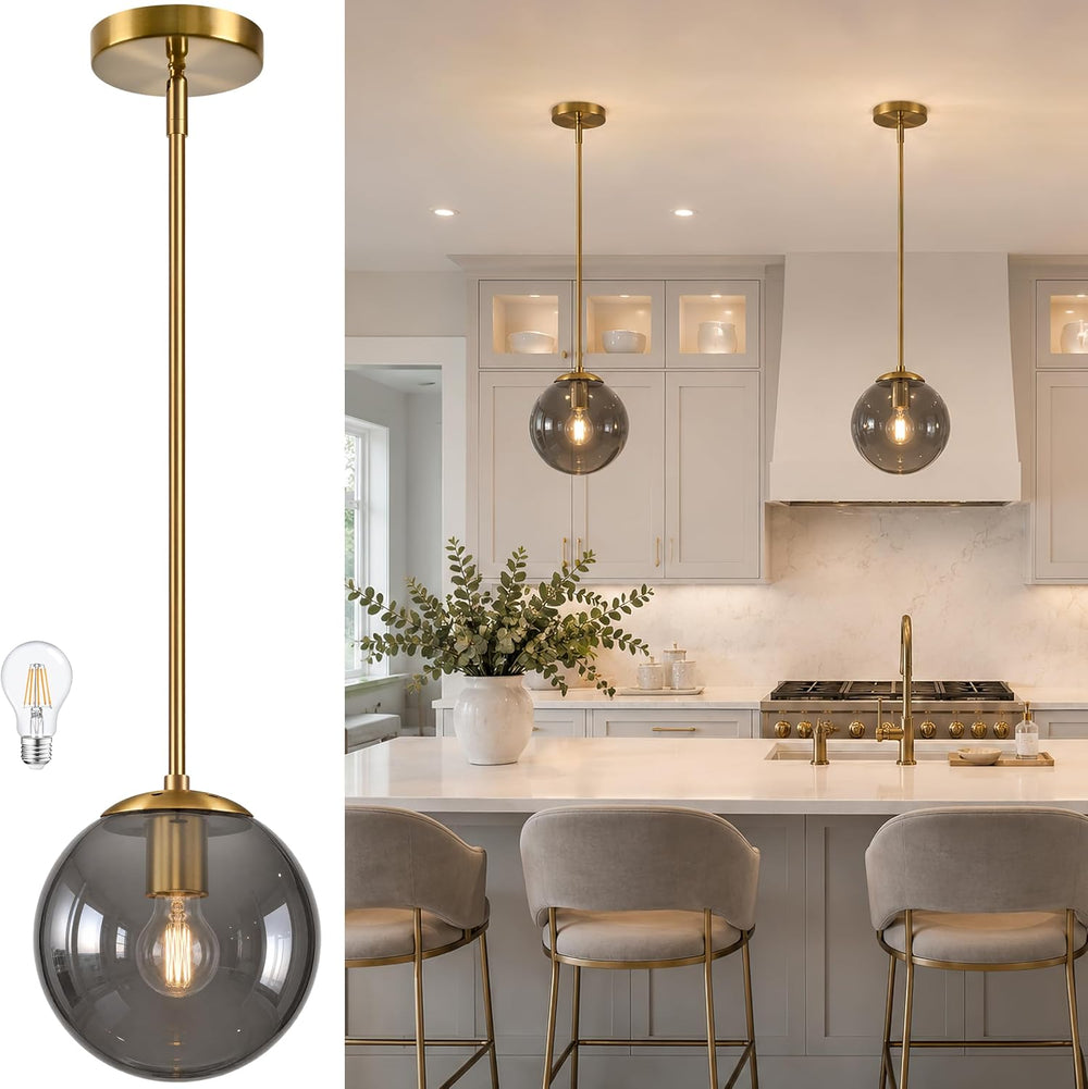 Bagood 8 Inch Globe Pendant Light Gold Globe Pendant Lights Kitchen Island Mi...