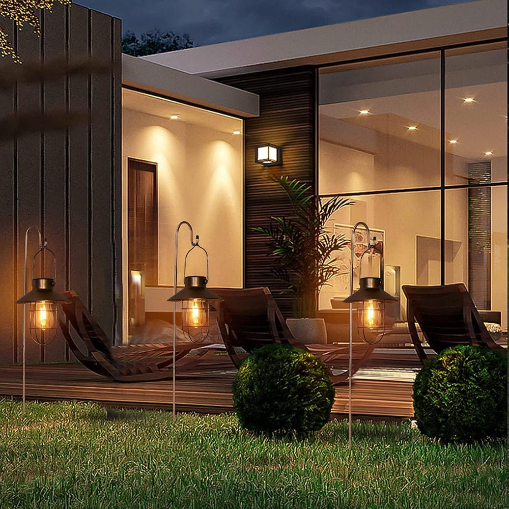 pearlstar Solar Lanterns Outdoor Metal Solar Powered Hanging Lights Waterproo...